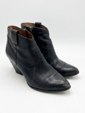 Frye Reina Black Leather Pointed Toe Ankle Boots Size 7